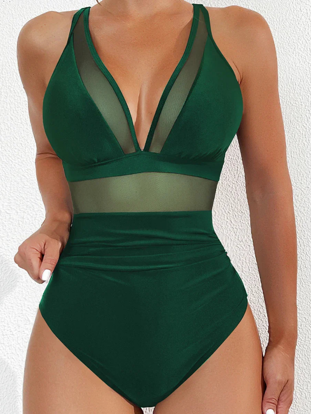 Damski strój kąpielowy z siateczką i efektem push-up – Chiara-Zielony-S-Trend Polska