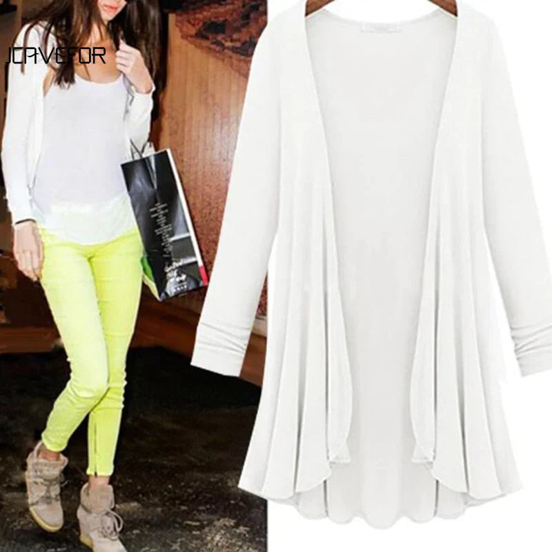 Damski sweter kardigan z falbanami – Chiara-Khaki-S-Trend Polska