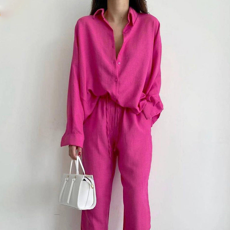 Damski zomerset z lekką bluzką i szerokimi spodniami – Noa-Różowy-S-Trend Polska