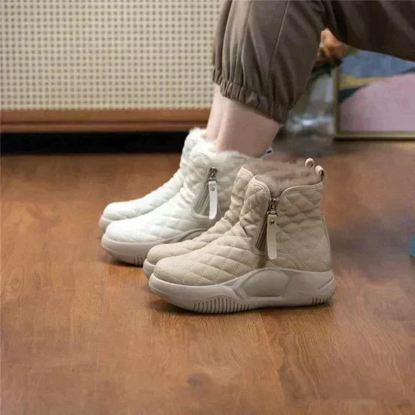 Damskie botki zimowe - Liana-Khaki-35-Trend Polska
