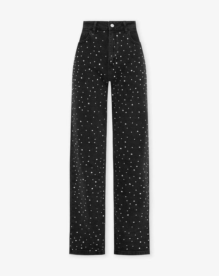 Damskie Jeans z Dżetami na Błyszczący Wygląd - Jade-Niebiesko Szary-S-Trend Polska