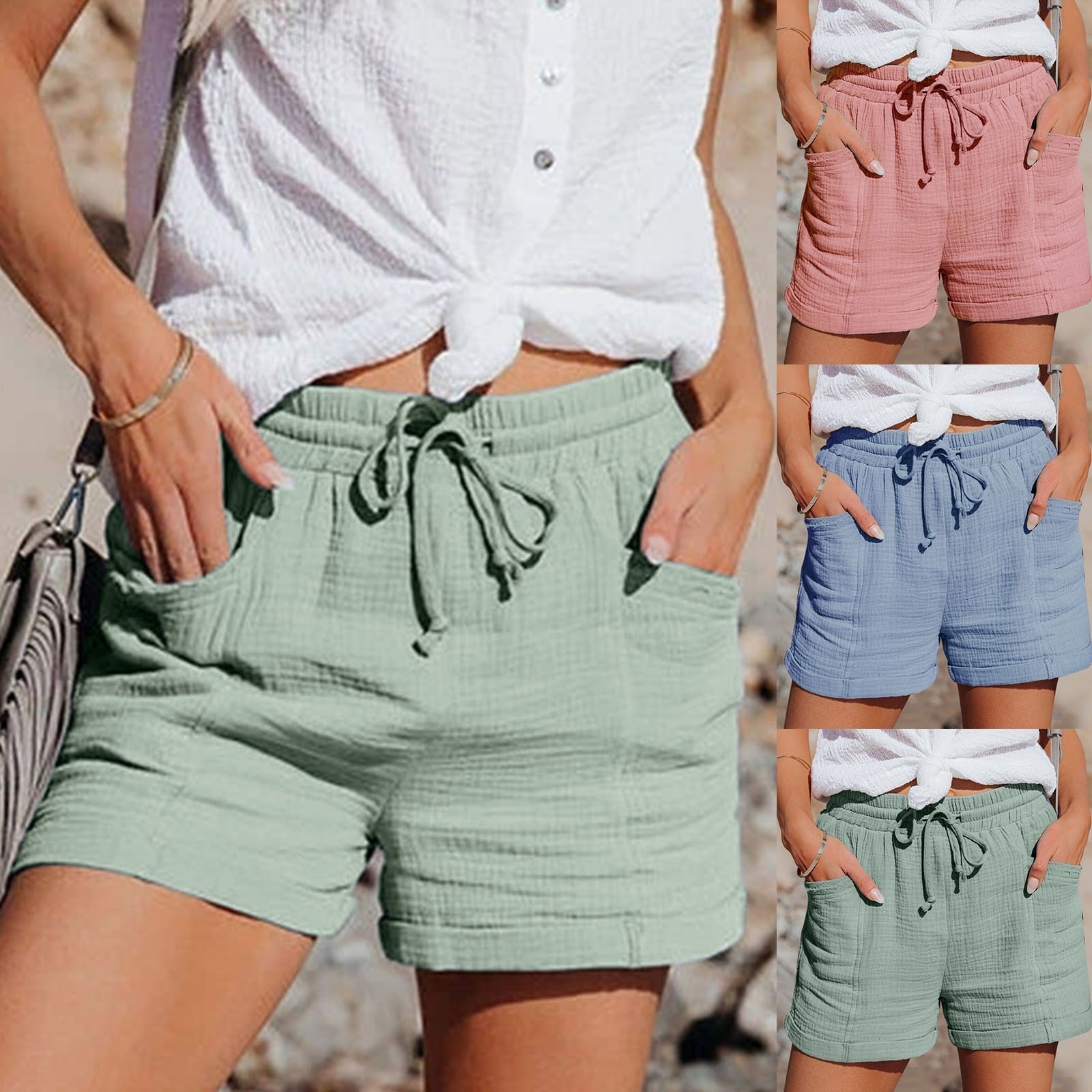 Damskie letnie szorty bawełniane – Mira-Grun-S-Trend Polska