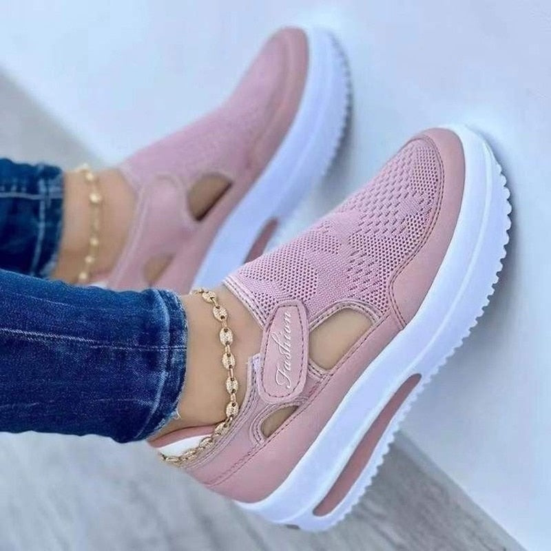 Damskie przewiewne sneakersy z siatki – Liana-Róża-35-Trend Polska