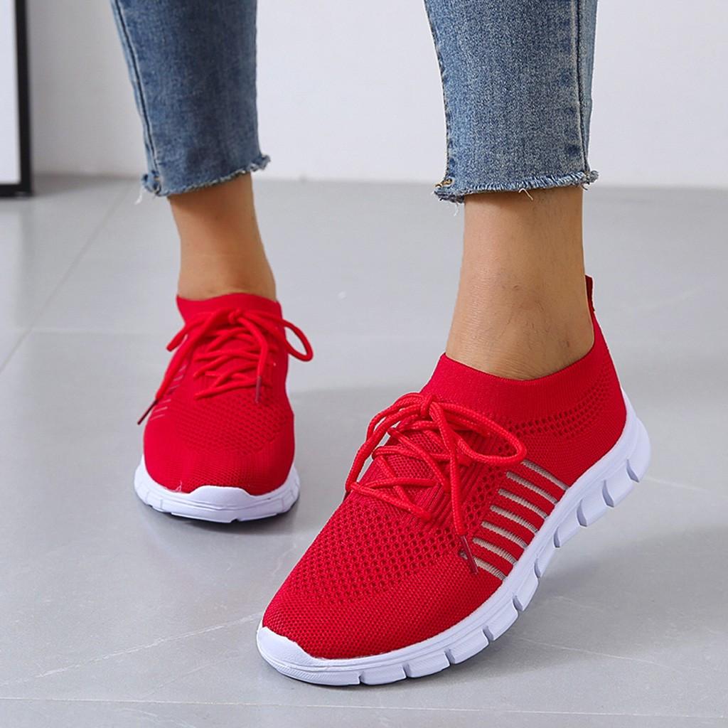 Damskie sneakersy antypoślizgowe - ActiveColor-Czerwony-35-Trend Polska