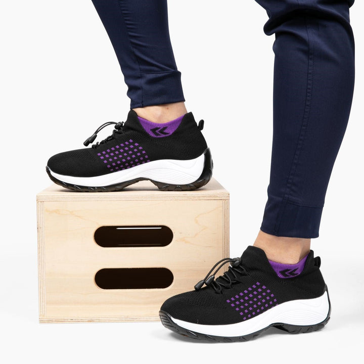 Damskie sneakersy - FlexiComfort-Czarny Fioletowy-35-Trend Polska