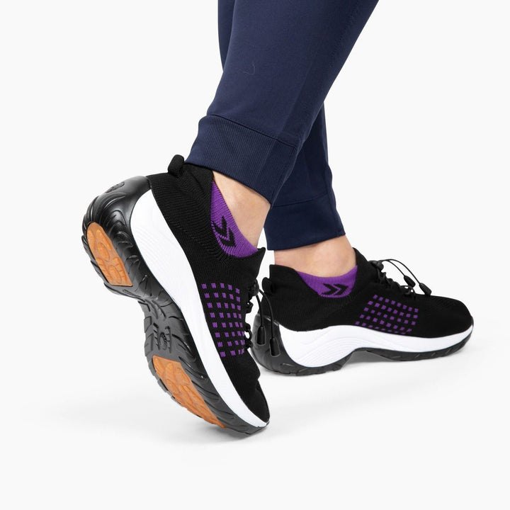 Damskie sneakersy - FlexiComfort-Czarny Fioletowy-35-Trend Polska