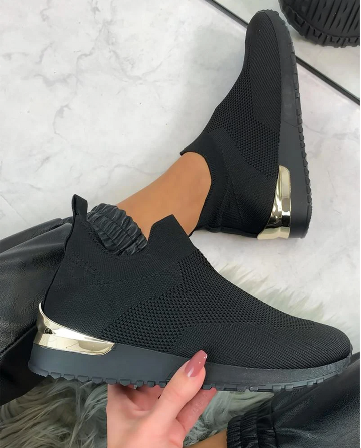 Damskie sneakersy na łatwe zakładanie - FlexiStep-Czarny-35-Trend Polska