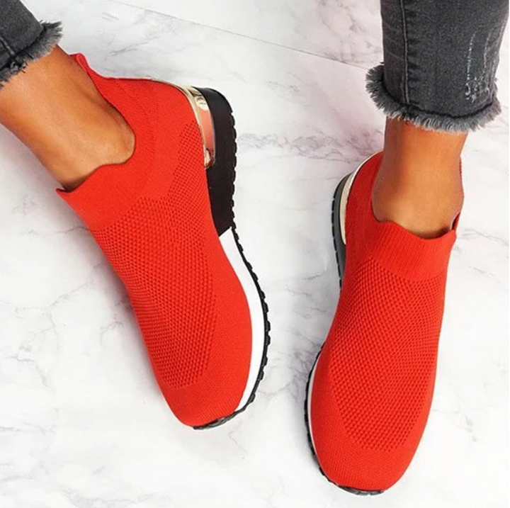 Damskie sneakersy na łatwe zakładanie - FlexiStep-Czerwony-35-Trend Polska