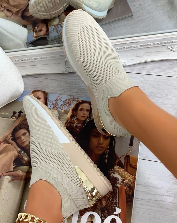 Damskie sneakersy na łatwe zakładanie - FlexiStep-Khaki-35-Trend Polska