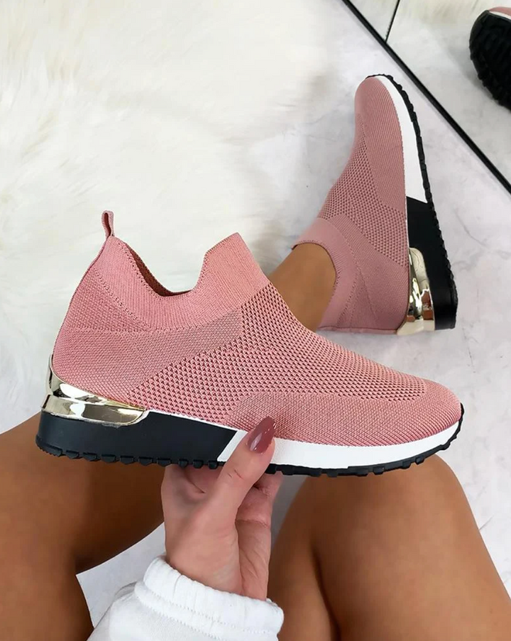 Damskie sneakersy na łatwe zakładanie - FlexiStep-Różowy-35-Trend Polska