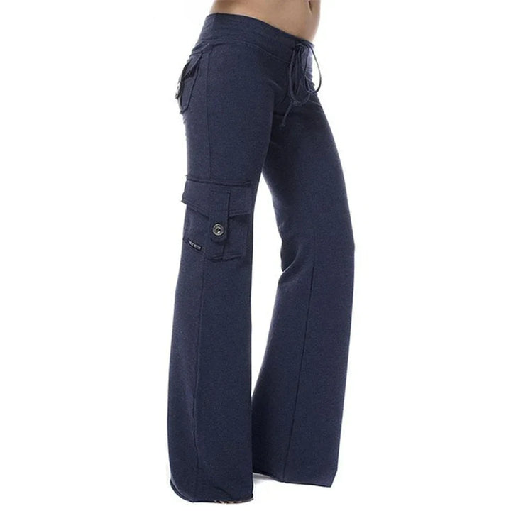 Damskie spodnie cargo Bootcut z kieszeniami – Isabella-Zielony-XS-Trend Polska
