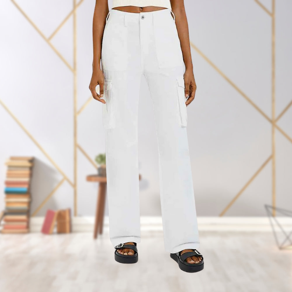Damskie spodnie cargo Slim-Fit - Maya-Biały-S-Trend Polska