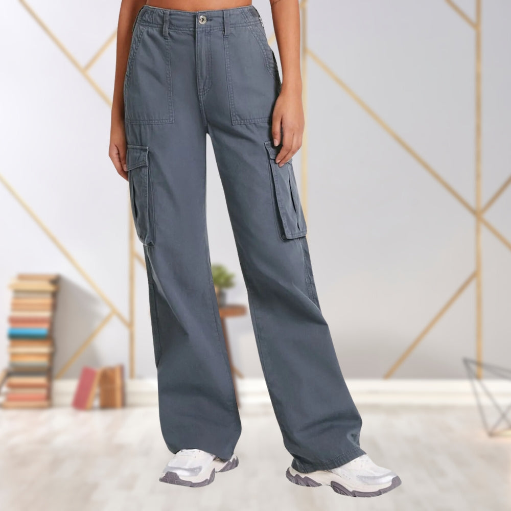 Damskie spodnie cargo Slim-Fit - Maya-Ciemnoszary-S-Trend Polska