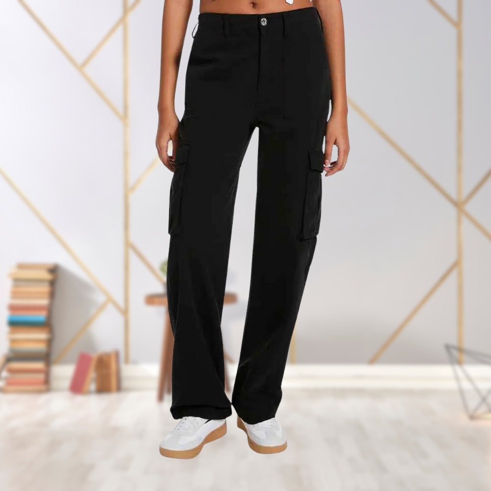Damskie spodnie cargo Slim-Fit - Maya-Czarny-S-Trend Polska