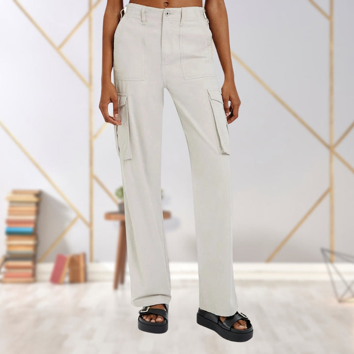 Damskie spodnie cargo Slim-Fit - Maya-Jasnoszary-S-Trend Polska