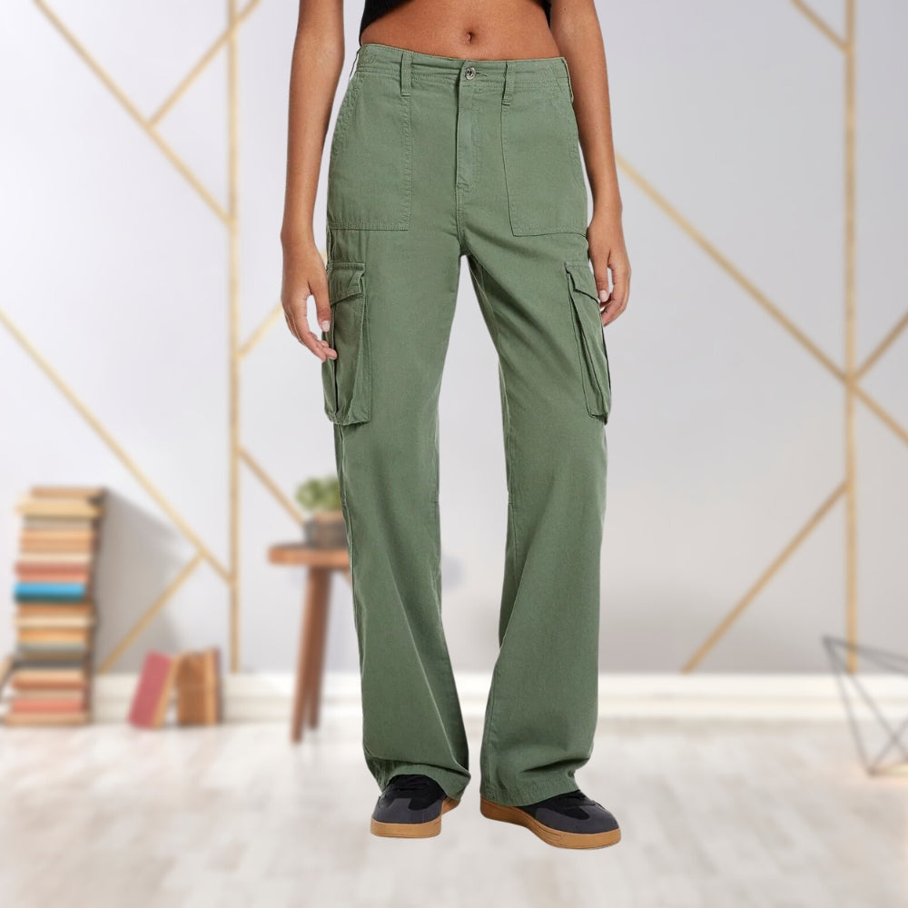Damskie spodnie cargo Slim-Fit - Maya-Zielony-S-Trend Polska