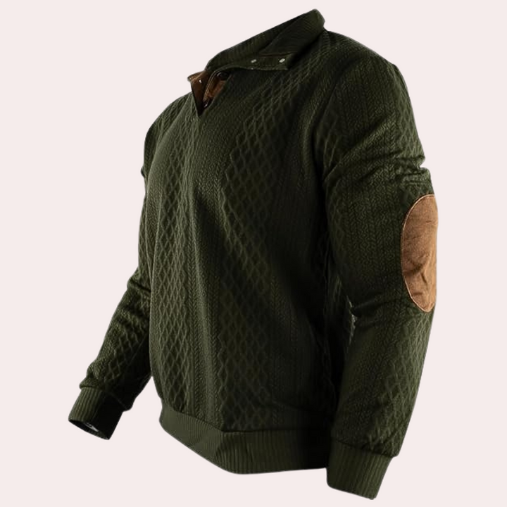 Dany - Ciepły casualowy sweter męski z zapięciem na guziki-Biały-S-Trend Polska