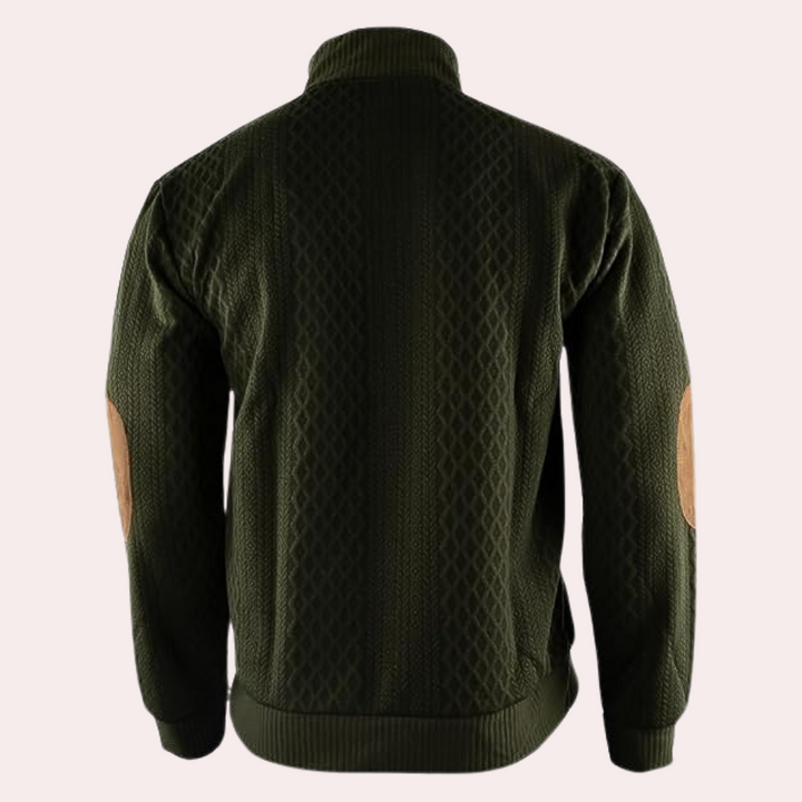 Dany - Ciepły casualowy sweter męski z zapięciem na guziki-Biały-S-Trend Polska