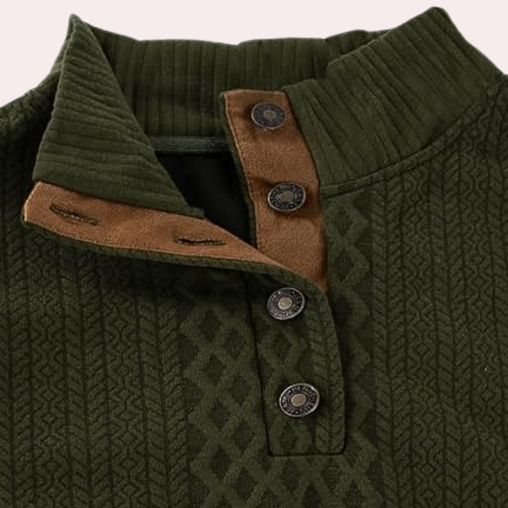 Dany - Ciepły casualowy sweter męski z zapięciem na guziki-Biały-S-Trend Polska