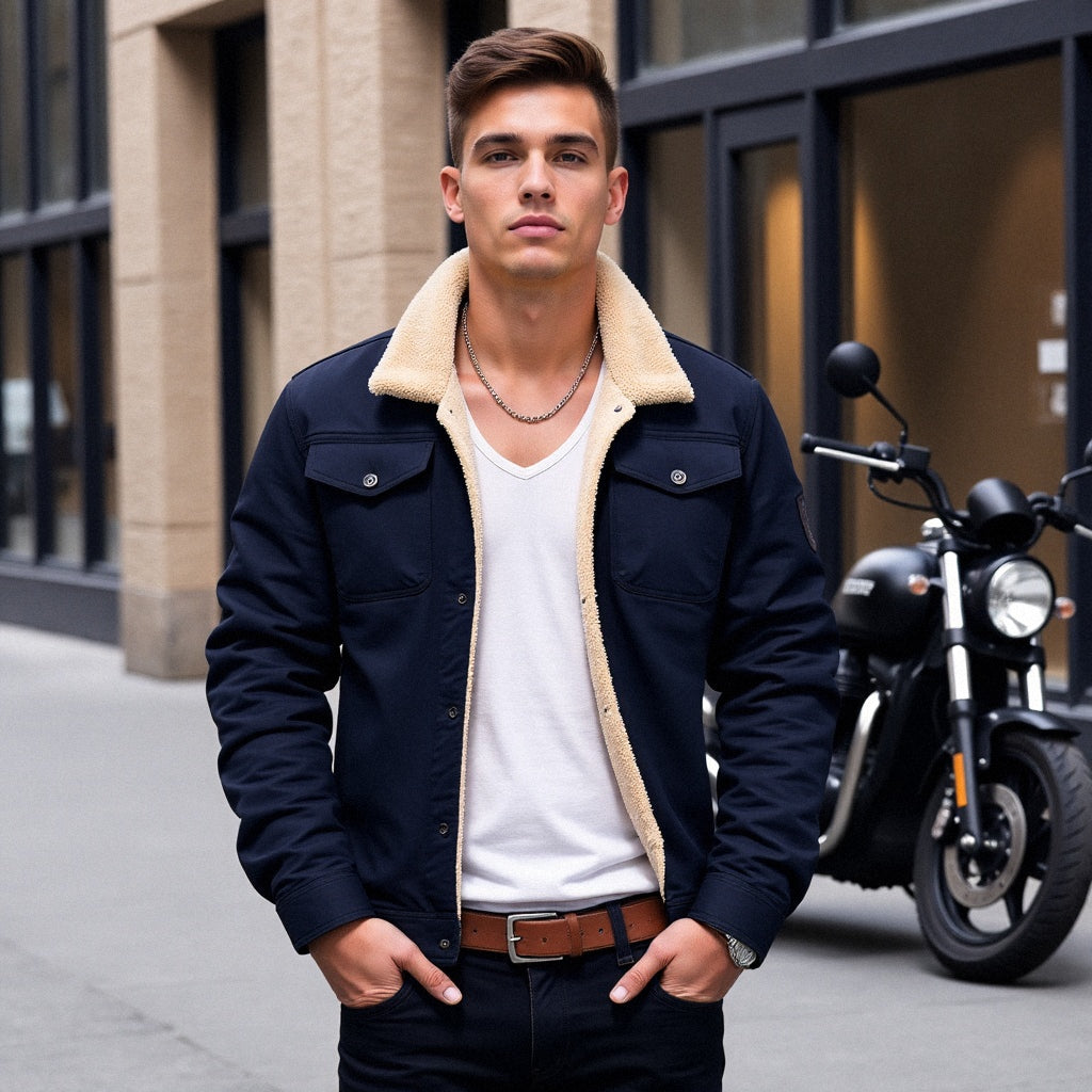 DEAVON - Poncho bomber dla mężczyzn-Czarny-S-Trend Polska