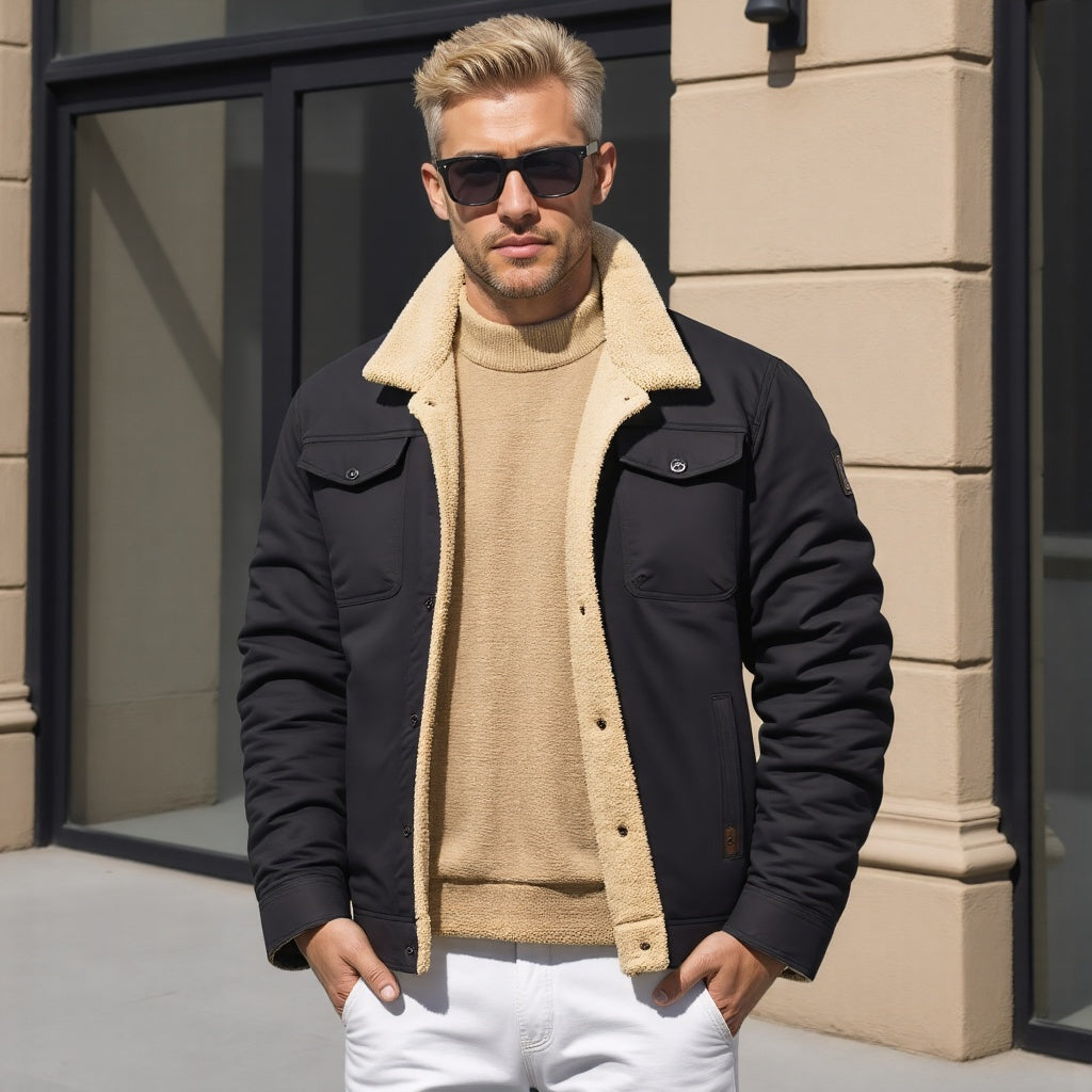 DEAVON - Poncho bomber dla mężczyzn-Czarny-S-Trend Polska