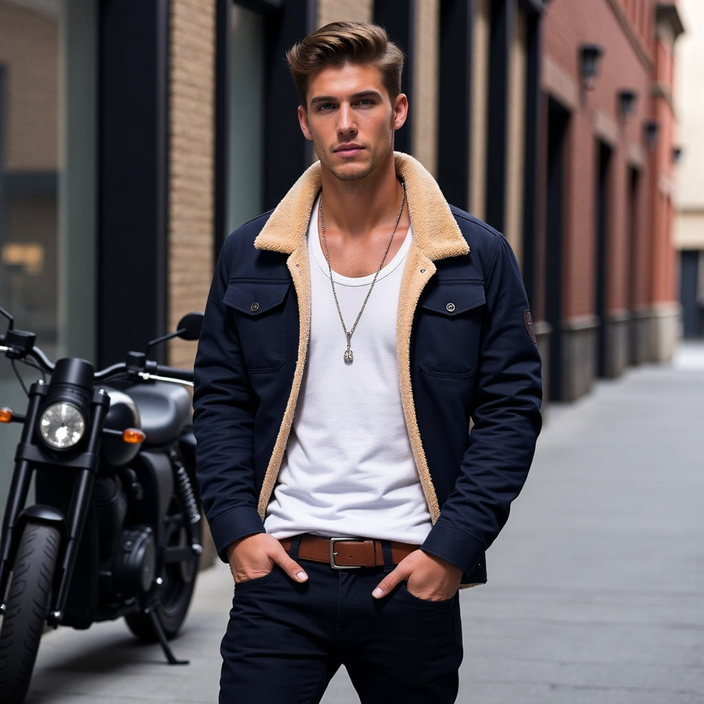 DEAVON - Poncho bomber dla mężczyzn-Czarny-S-Trend Polska