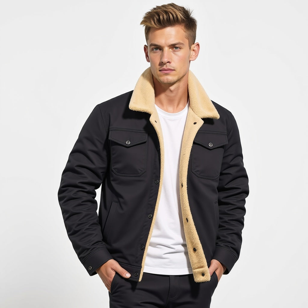 DEAVON - Poncho bomber dla mężczyzn-Czarny-S-Trend Polska