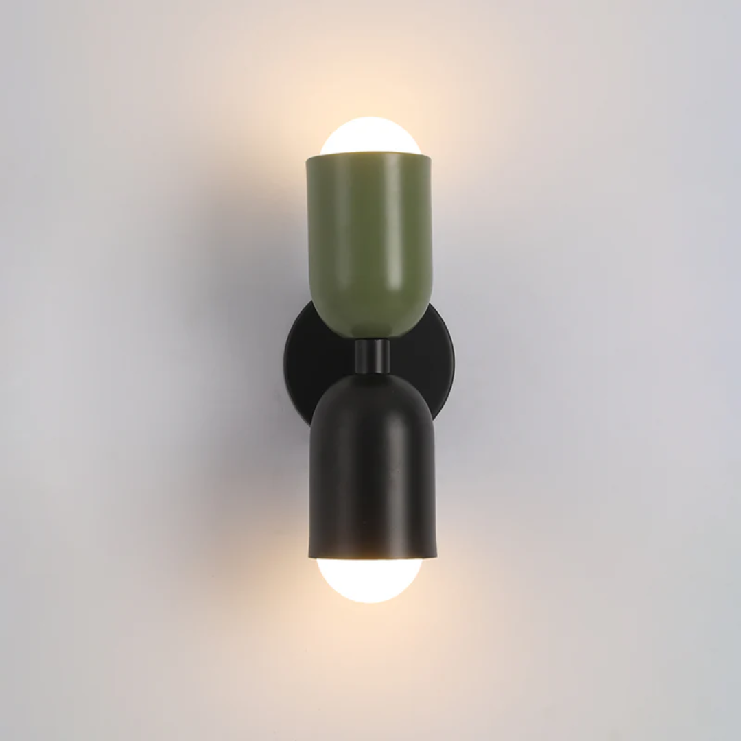 Design Podwójna Lampa LED Ścienna - Colorwave-czarno-zielony-Trend Polska