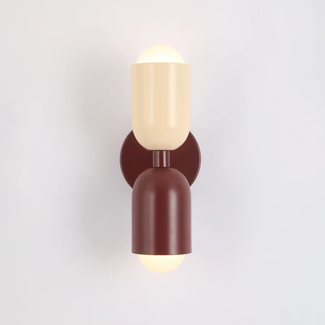 Design Podwójna Lampa LED Ścienna - Colorwave-czerwono-biały-Trend Polska