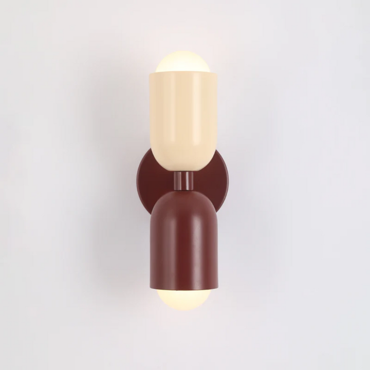 Design Podwójna Lampa LED Ścienna - Colorwave-czerwono-biały-Trend Polska