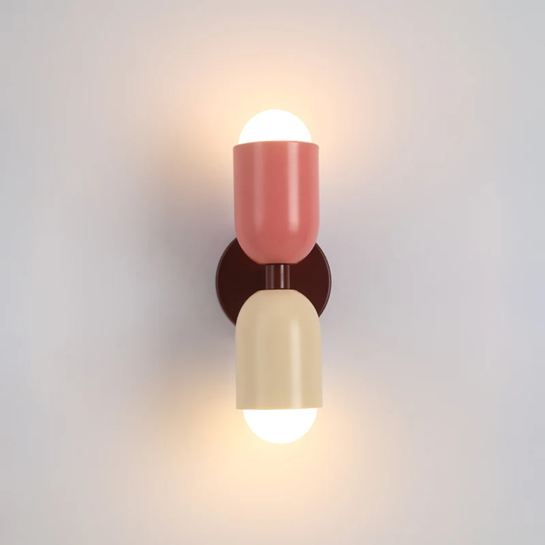 Design Podwójna Lampa LED Ścienna - Colorwave-różowo-biały-Trend Polska