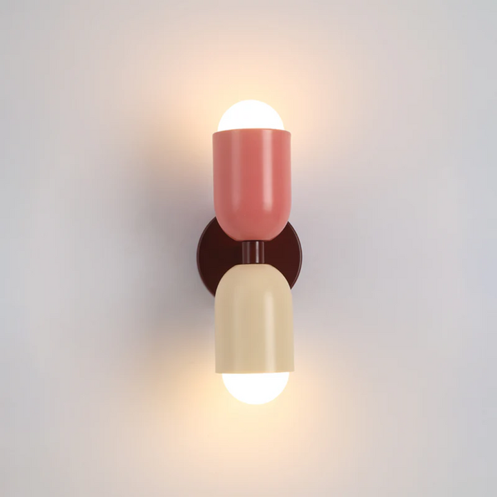 Design Podwójna Lampa LED Ścienna - Colorwave-różowo-biały-Trend Polska
