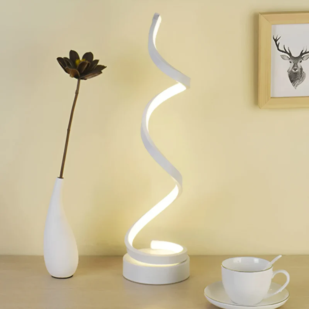 Dimmowalna nowoczesna lampa stołowa spirala - LumaSpiral-biel-Trend Polska