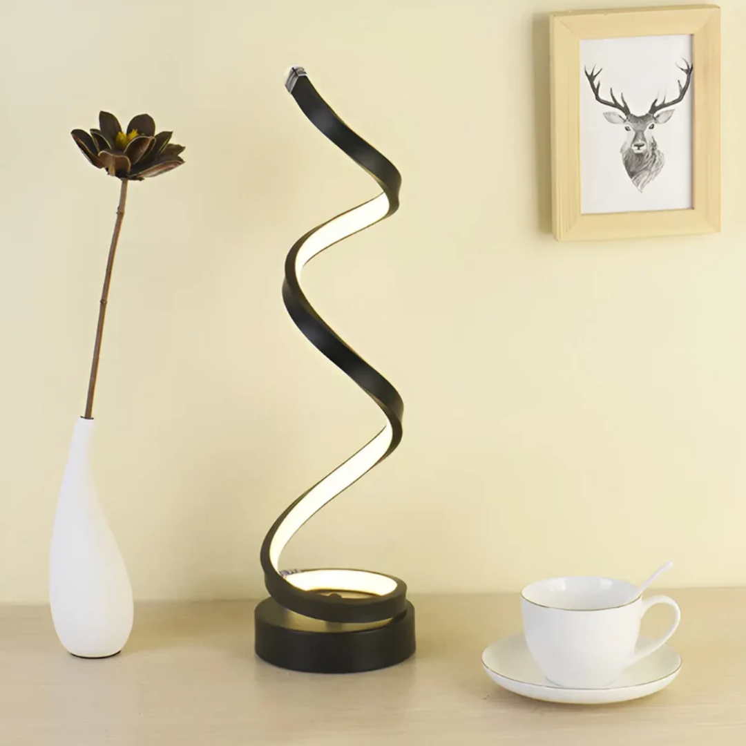 Dimmowalna nowoczesna lampa stołowa spirala - LumaSpiral-czarny-Trend Polska