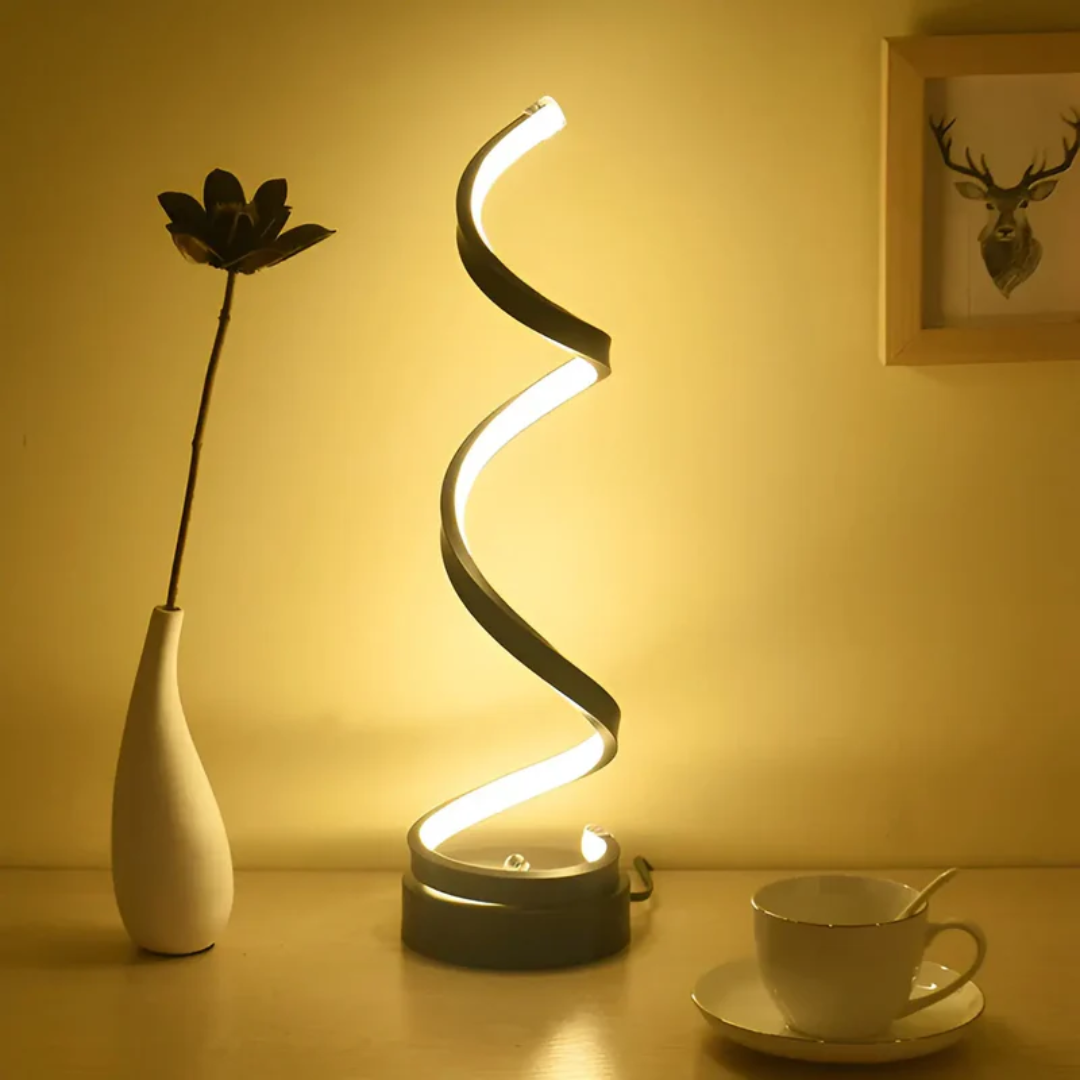 Dimmowalna nowoczesna lampa stołowa spirala - LumaSpiral-biel-Trend Polska
