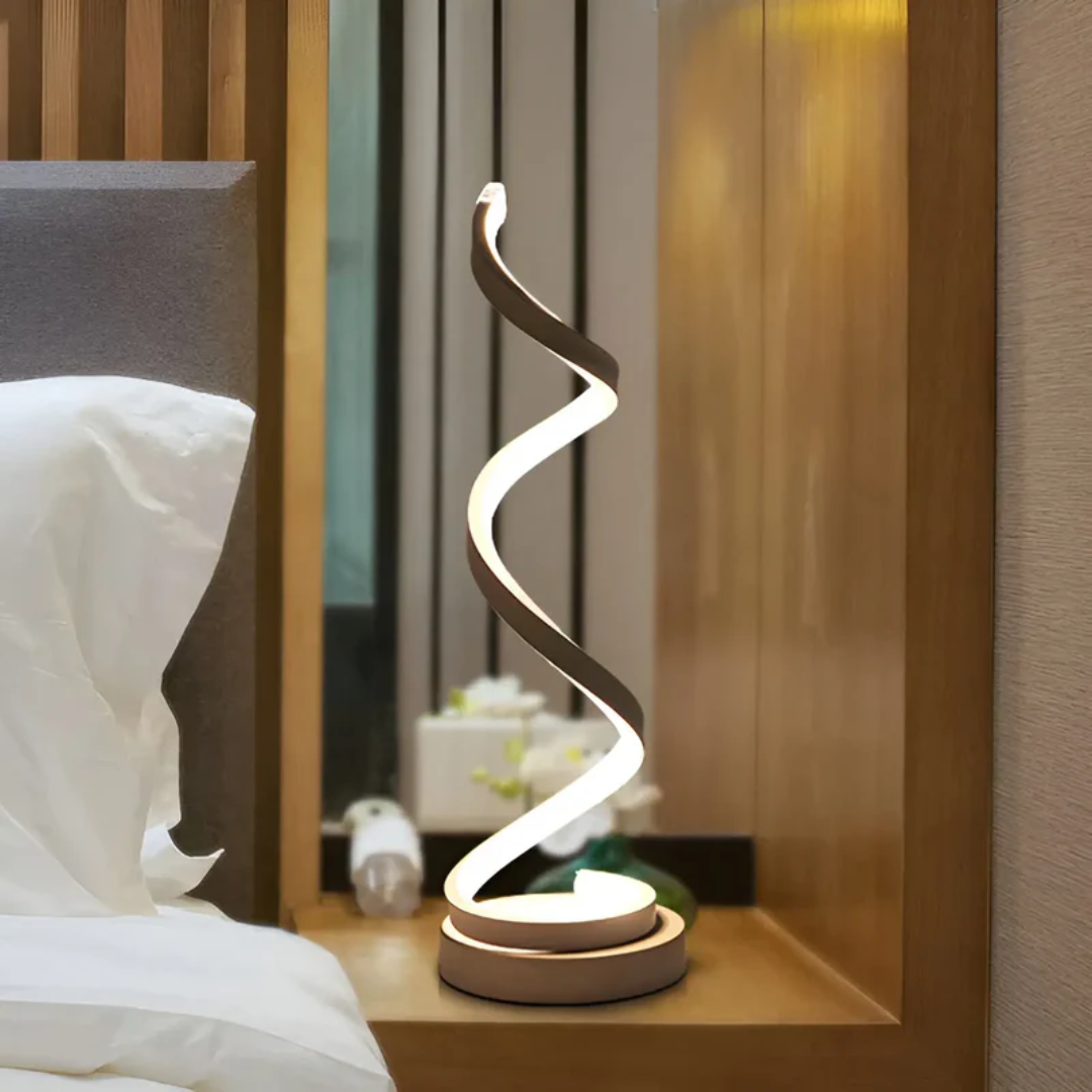 Dimmowalna nowoczesna lampa stołowa spirala - LumaSpiral-biel-Trend Polska
