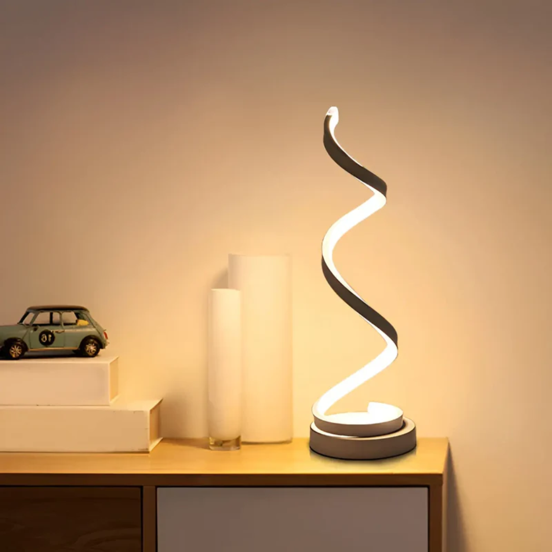 Dimmowalna nowoczesna lampa stołowa spirala - LumaSpiral-biel-Trend Polska