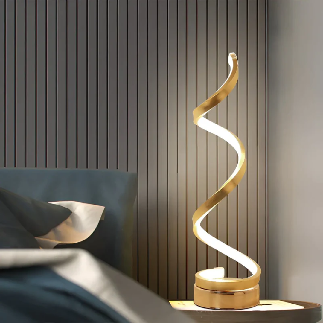 Dimmowalna nowoczesna lampa stołowa spirala - LumaSpiral-złoto-Trend Polska