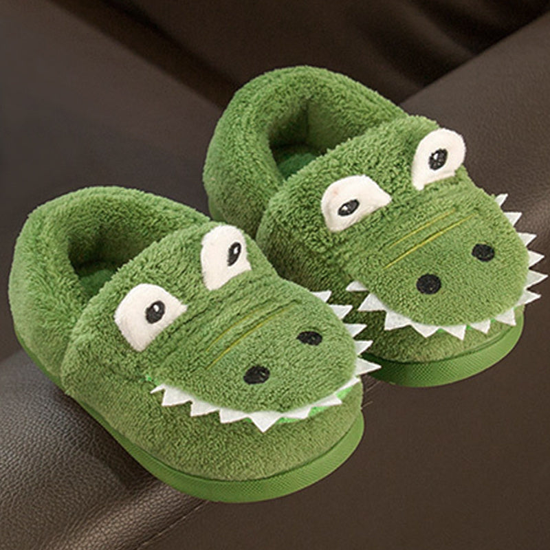 Dino Przytulne Kapcie – Miękkie i Ciepłe Pantofle dla Maluchów-Zielony-140 (13.2 cm)-Trend Polska