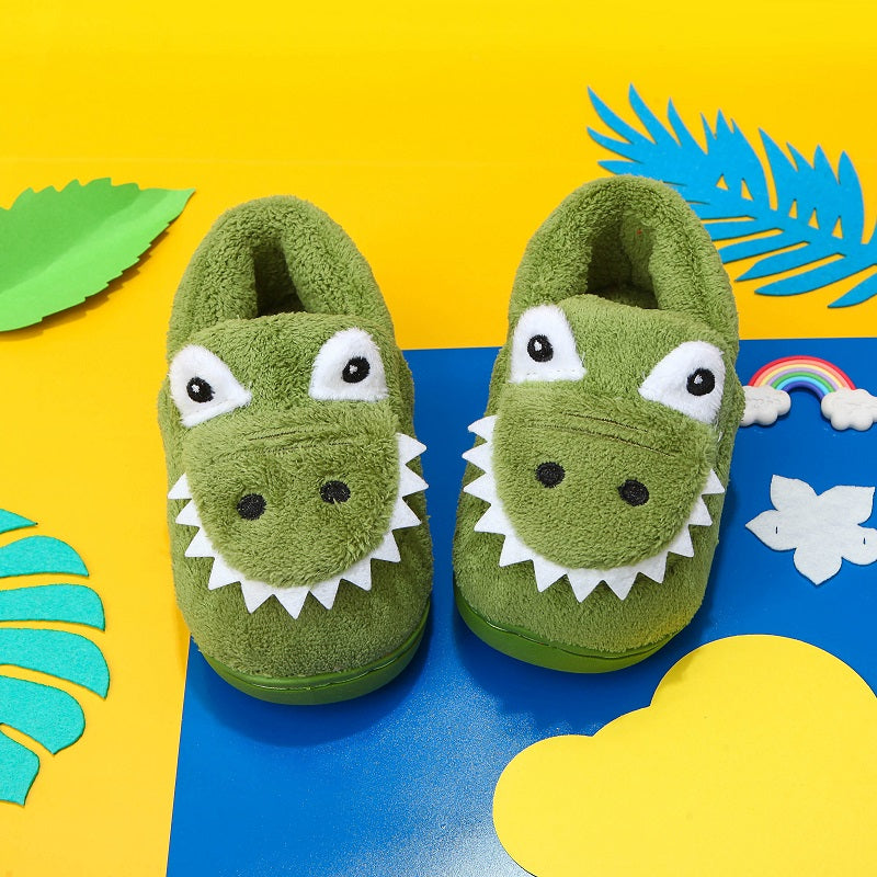 Dino Przytulne Kapcie – Miękkie i Ciepłe Pantofle dla Maluchów-Zielony-140 (13.2 cm)-Trend Polska