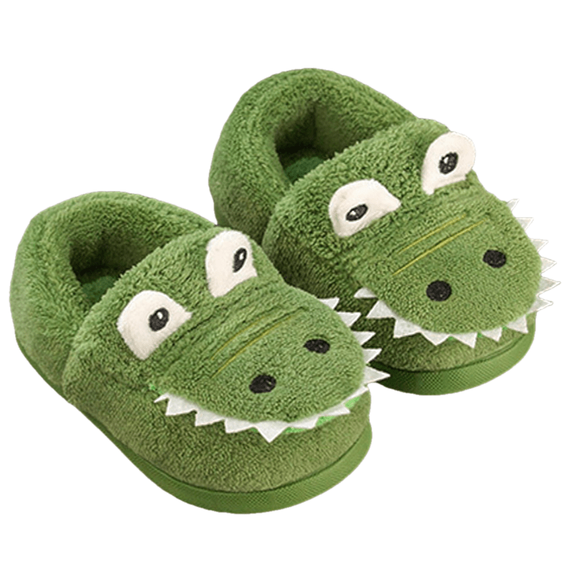 Dino Przytulne Kapcie – Miękkie i Ciepłe Pantofle dla Maluchów-Zielony-140 (13.2 cm)-Trend Polska