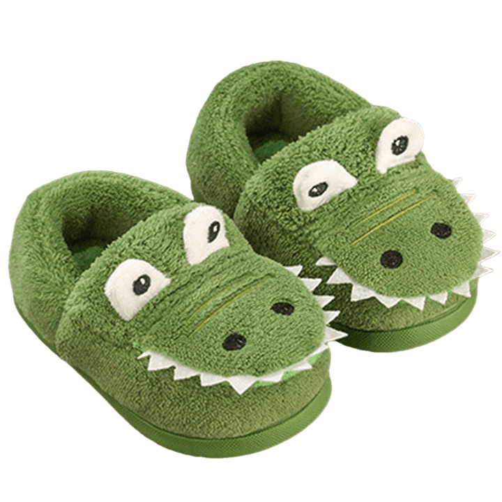 Dino Przytulne Kapcie – Miękkie i Ciepłe Pantofle dla Maluchów-Zielony-140 (13.2 cm)-Trend Polska