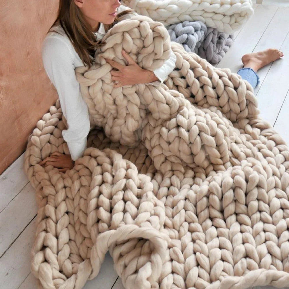 DIY Chunky XL 1000 gram Włóczka do Miękkich Koców - LuxeWool-Beżowy-1000g-Trend Polska