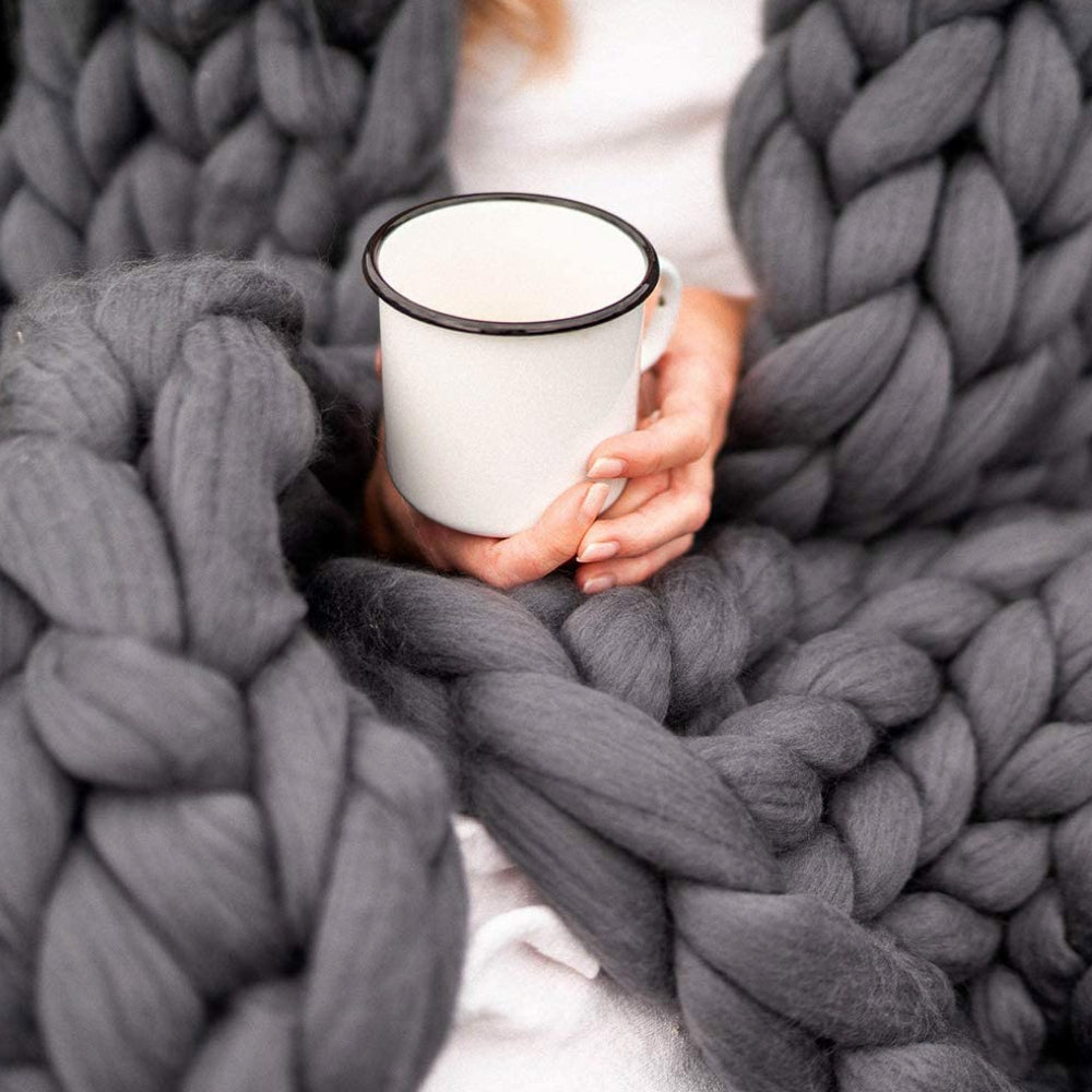 DIY Chunky XL Wełna na Supermiękki Koc - CosyWeave-Ciemnoszary-Trend Polska