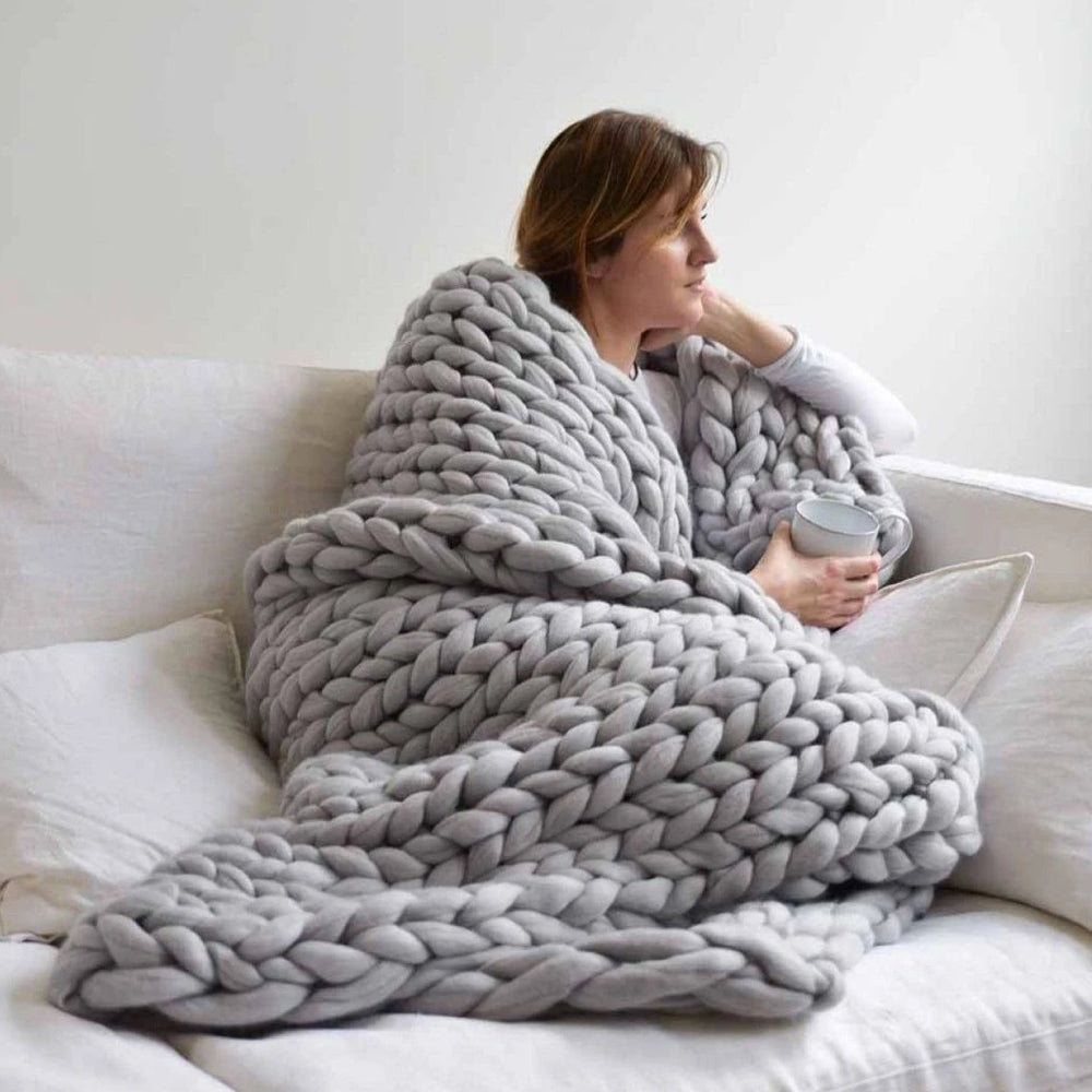 DIY Chunky XL Wełna na Supermiękki Koc - CosyWeave-Jasnoszary-Trend Polska