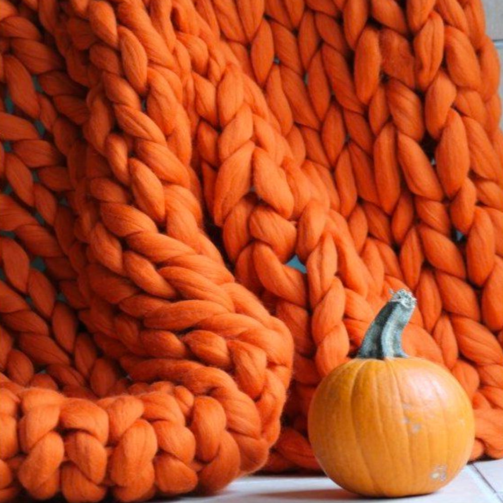 DIY Chunky XL Wełna na Supermiękki Koc - CosyWeave-Pomarańczowy-Trend Polska