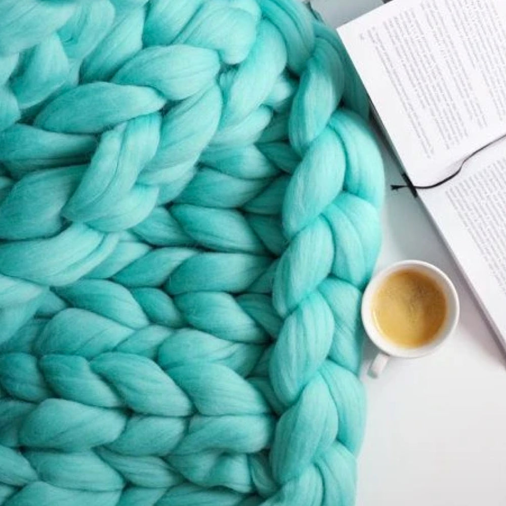 DIY Chunky XL Wełna na Supermiękki Koc - CosyWeave-Turkusowy-Trend Polska
