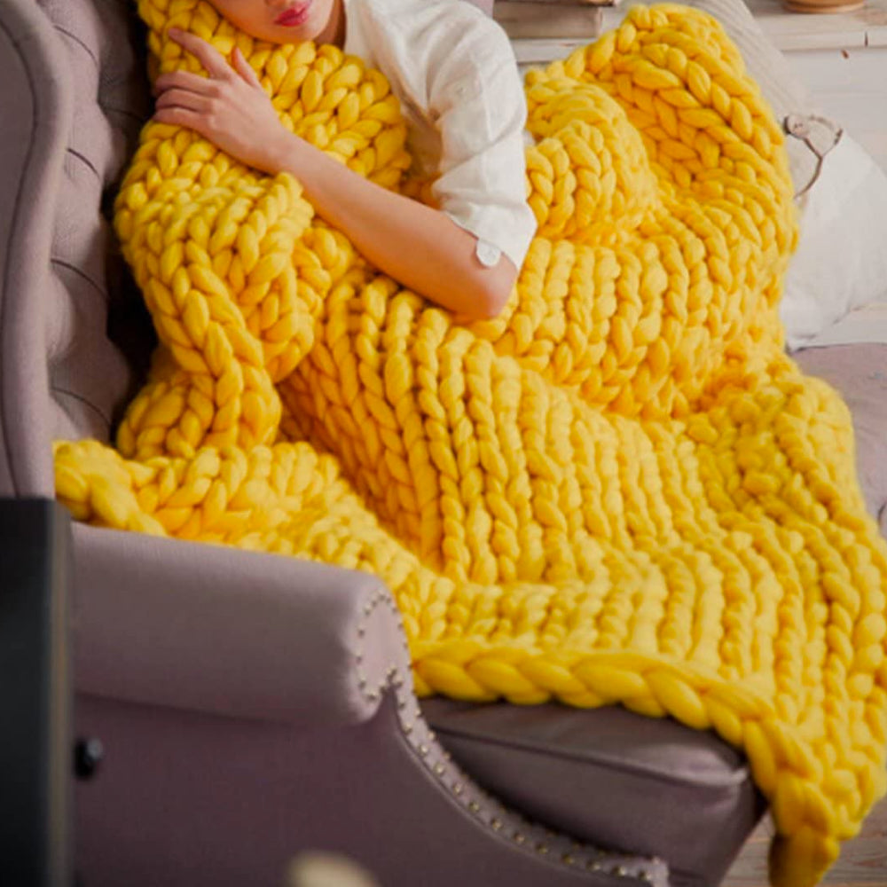 DIY Chunky XL Wełna na Supermiękki Koc - CosyWeave-Żółty-Trend Polska