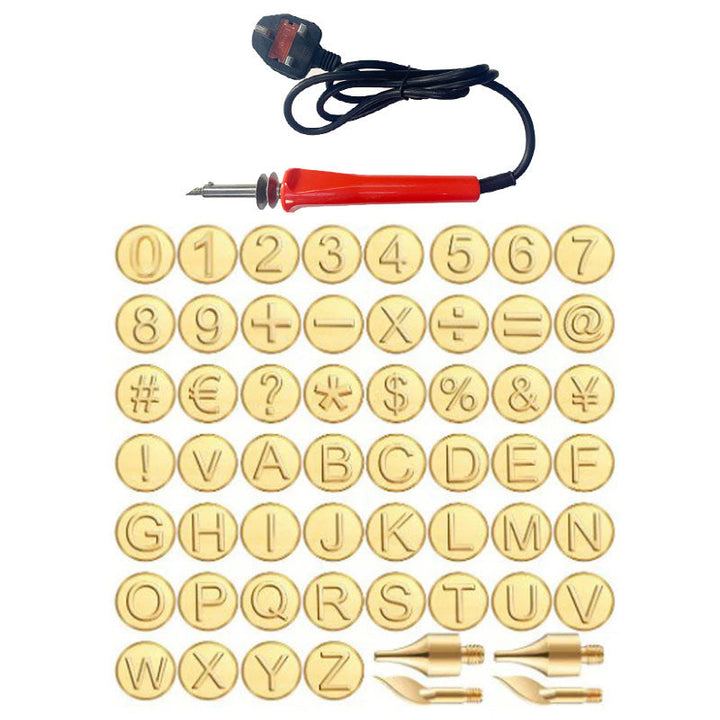 DIY Zestaw do tworzenia nagrobków – AlphaCraft-Brandpen + 56 liter i numery Brandpen + 28 liter (w tym końcówki)-Trend Polska