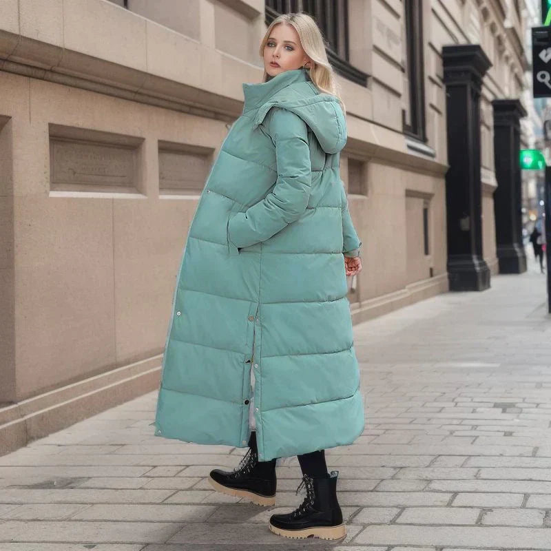 Długa damska zimowa kurtka - Isabella-Niebieski-S-Trend Polska